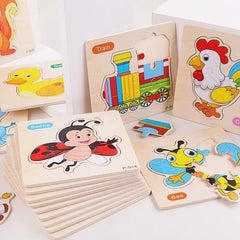 3 PCs couleur aléatoire Puzzle 3D jouets éducation précoce en bois Cartoon Animal Puzzle Puzzle infantile Puzzle Conseil jouets
