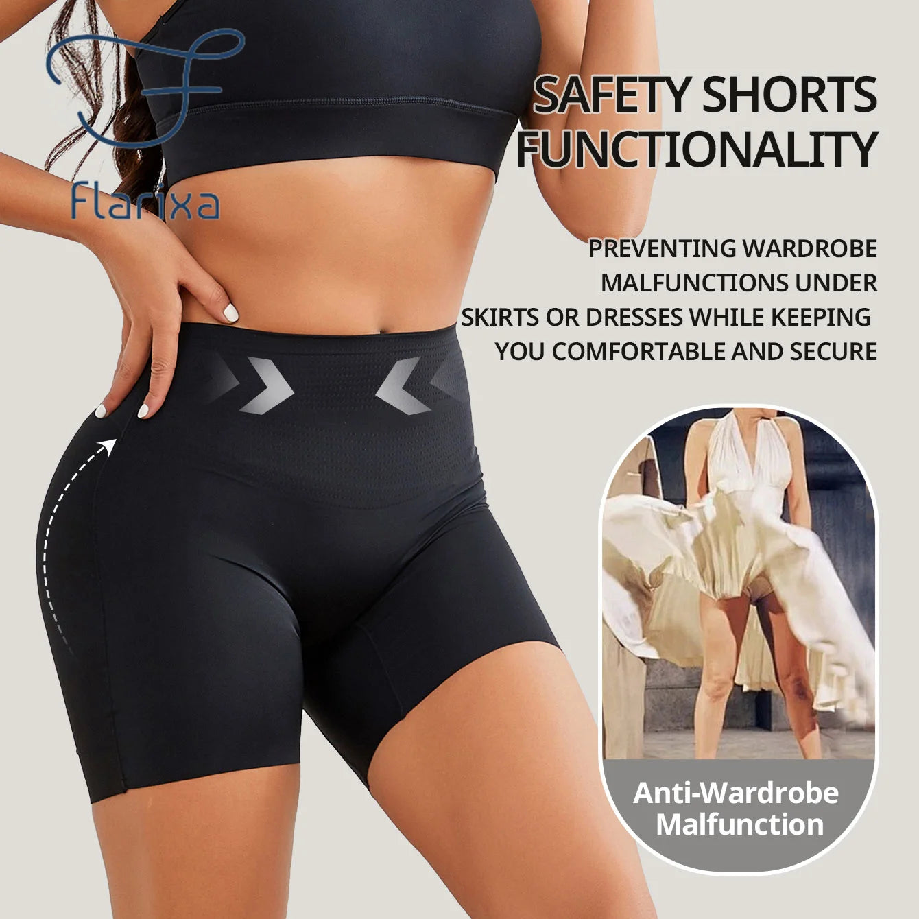Flarixa – short sans couture pour femmes, pantalon de sécurité Double taille, taille haute, grande taille, Boxer en soie glacée, jupe Anti-Friction