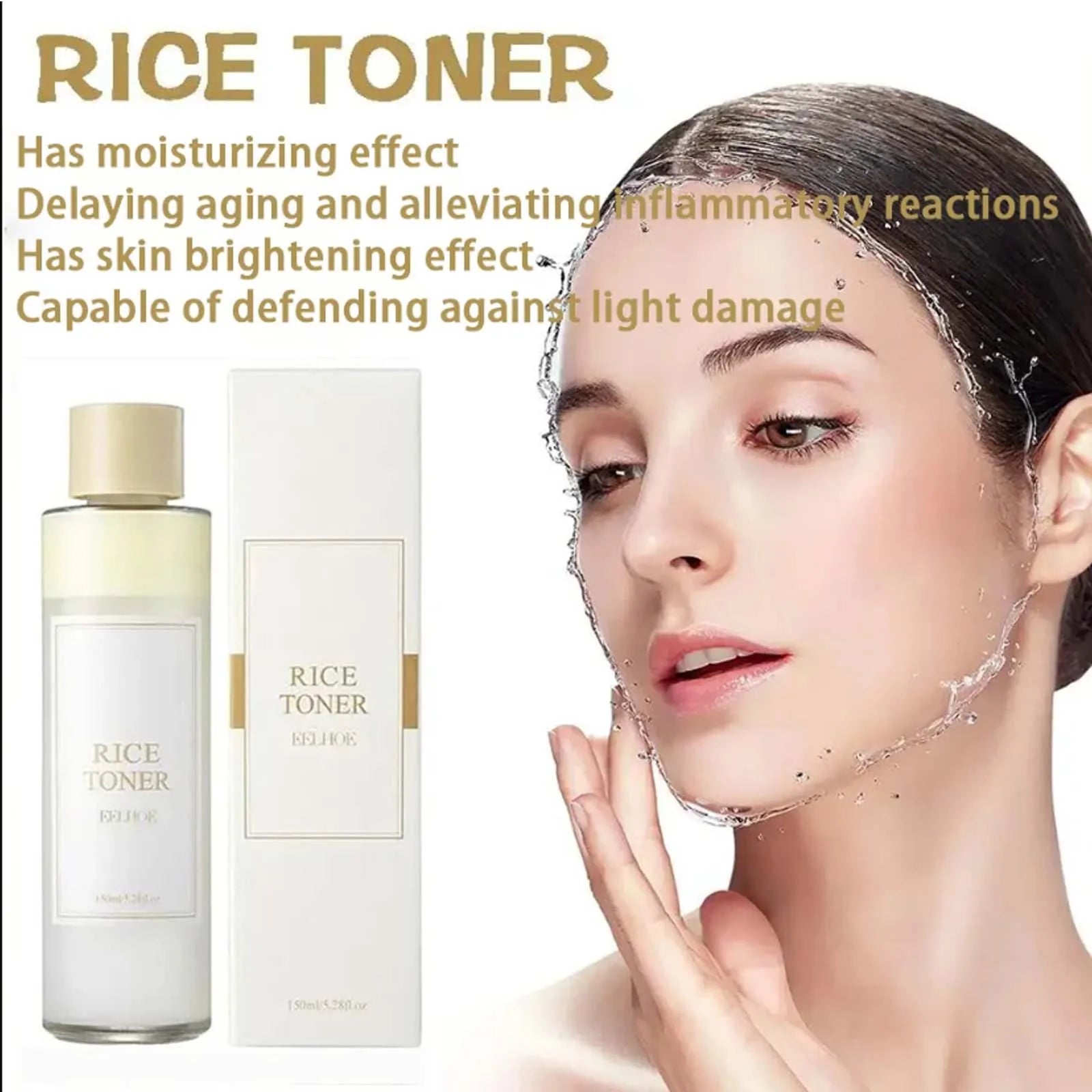 Lotion de Riz Hydratant et Raffermissant pour la Peau, Soin du Visage Apaisant et Réparateur, Barrière de Peau, Nicotinamide, Éclaircissant, 150ml