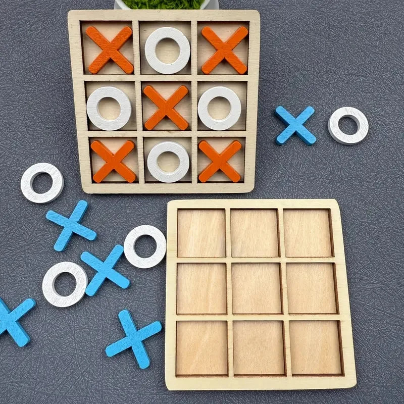 Jeu de puzzle Tic Tac Toe en bois pour deux joueurs, jeu de société interactif de logique et de stratégie, fête de famille, anniversaire, cadeau pour garçons et filles