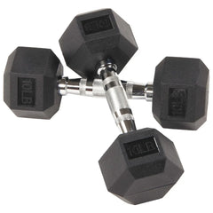 Paire d'haltères hexagonaux recouverts de caoutchouc de 10 lb, noir, conception sans rouleau pour la salle de sport à domicile, l'entraînement de force et l'haltérophilie