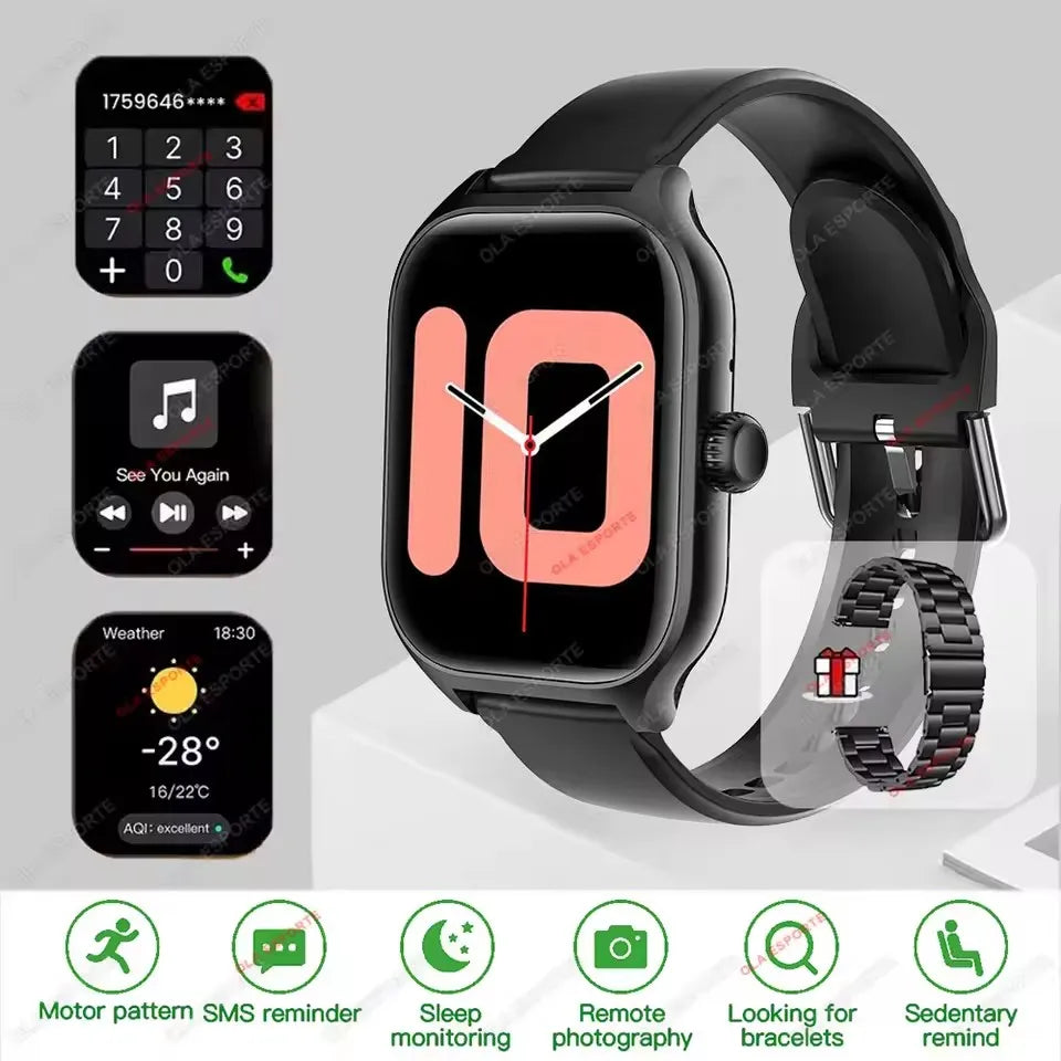 Nouvelle montre intelligente 2.01 pouces HD affichage réponse faire appel Message vue Modes de Sport bricolage cadran prévisions météorologiques pour hommes femmes