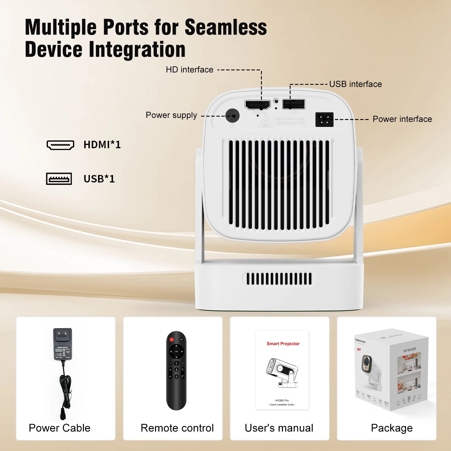 Magcubic HY310 projecteur à mise au point automatique 1080P natif 4K 330ANSI Android 11 WiFi6 BT5.4 Mini projecteur de film extérieur avec Air Mouse