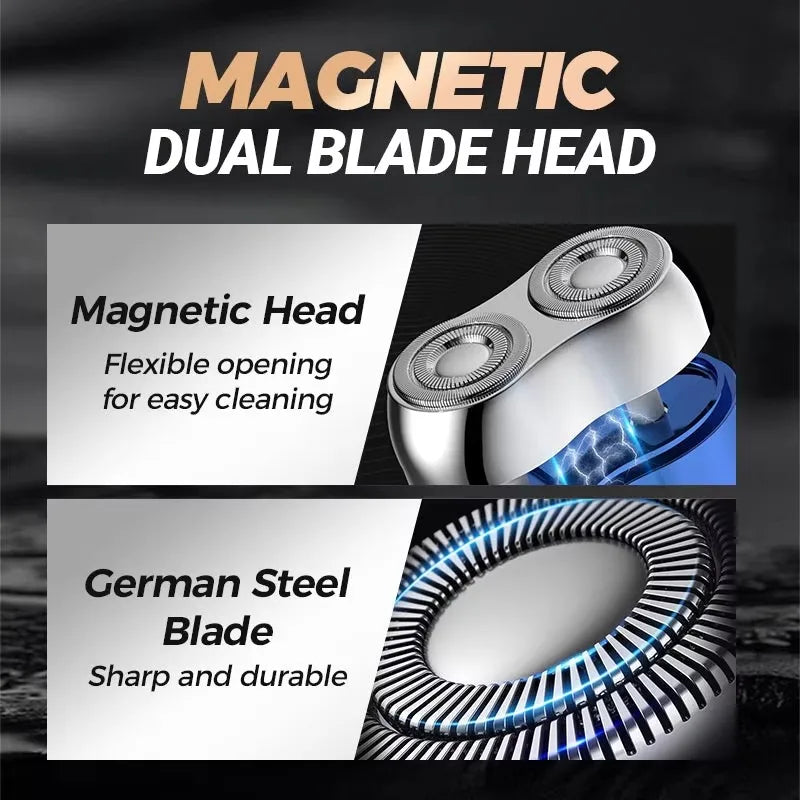 2025 nouveau Mini rasage électrique Double tête amélioré aspiration magnétique hommes USB Rechargeable Portable étanche rasoir