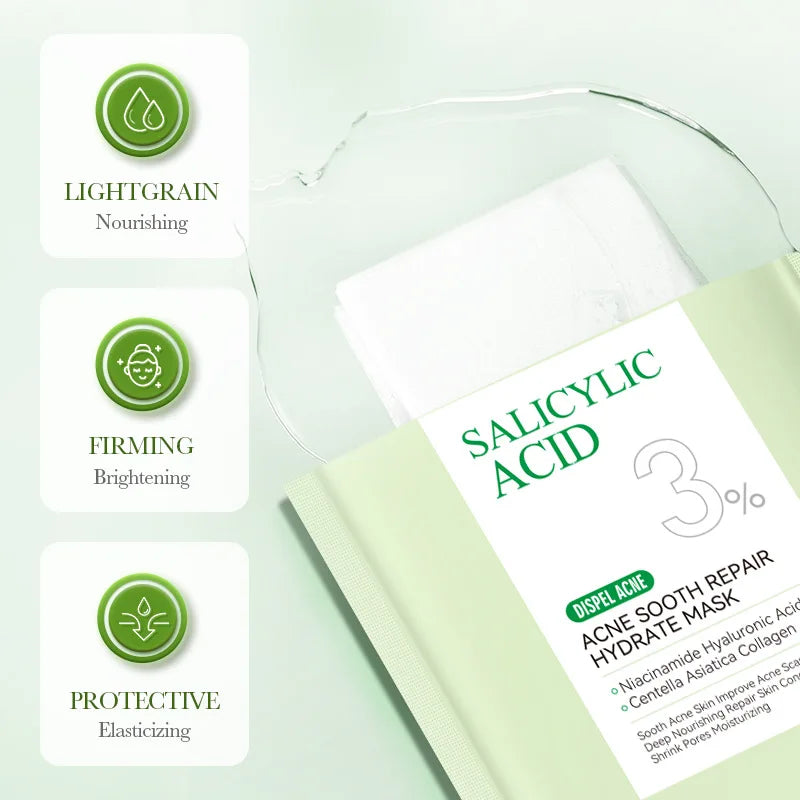5 pièces SADOER acide salicylique masque Facial hydratant nourrissant raffermissant hydratant masques pour le visage masque en feuille soins de la peau