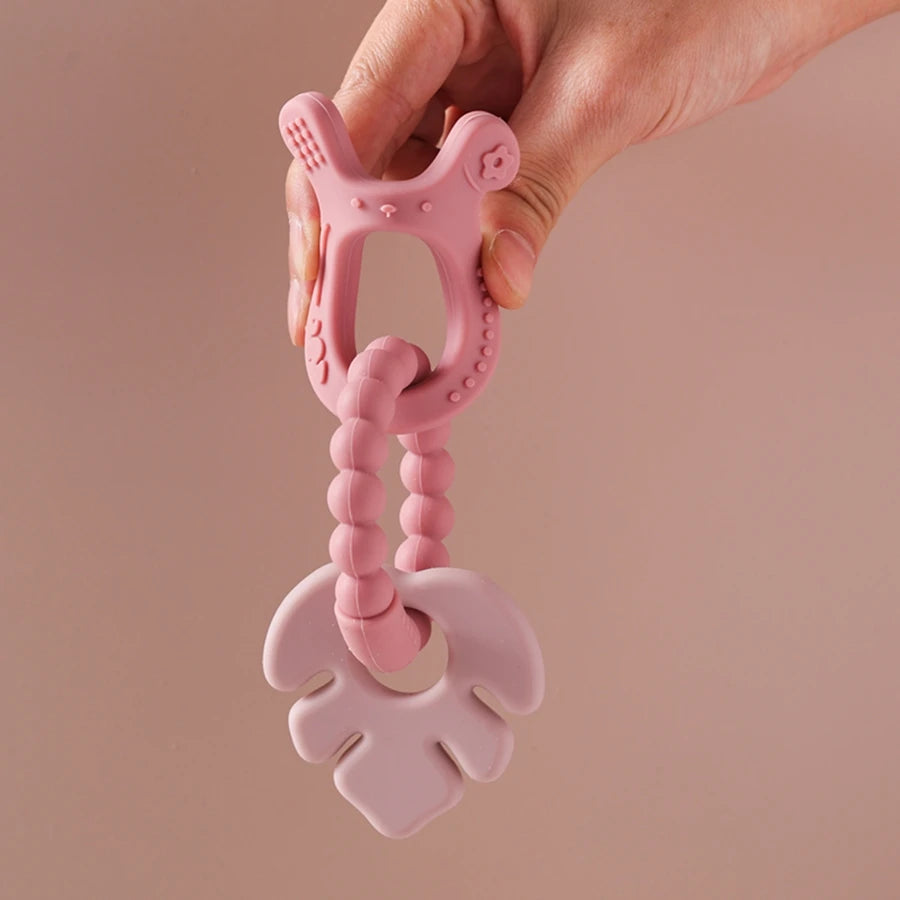 Anneau de dentition en Silicone pour bébé, 1 pièce, sans BPA, Bracelet en Silicone, feuille, jouets de dentition, anneau en bois, dent d'allaitement, jouets cadeaux pour nouveau-né