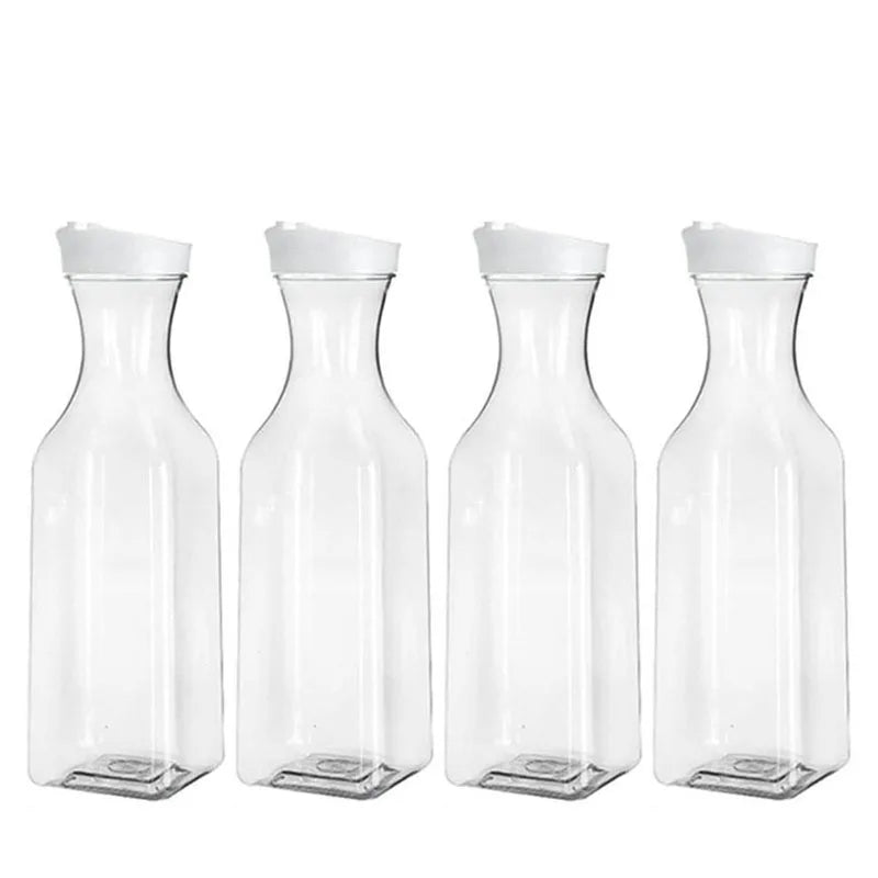Grande bouteille d'eau en plastique avec bouchon rabattable, récipient à jus à base carrée, bouteille d'eau en plastique transparent, bouteille de lait de boisson, 50 oz