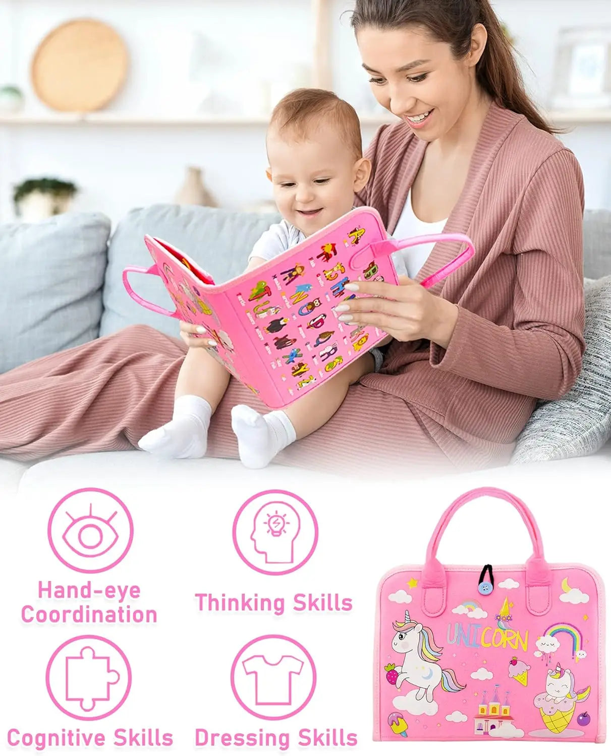 Planche occupée pour tout-petits, jouets Montessori, activités éducatives d'apprentissage, jouet de voyage, déguisement de dinosaure, sac à dos de compétences de vie sensorielle