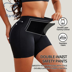 Flarixa – short sans couture pour femmes, pantalon de sécurité Double taille, taille haute, grande taille, Boxer en soie glacée, jupe Anti-Friction