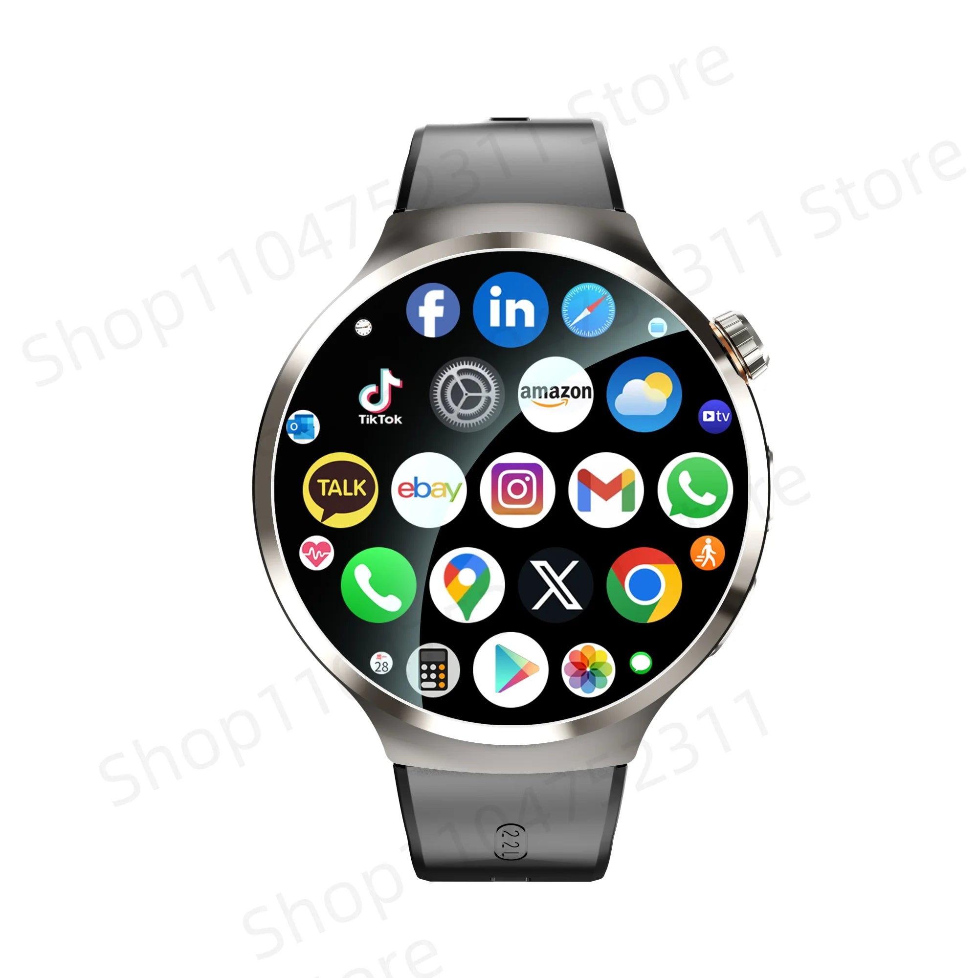 Smartwatch avec grand écran Amoled 1,98 pouces 210 °   Caméra rotative GPS Position surveillance de la santé Android 13.0 montre intelligente hommes
