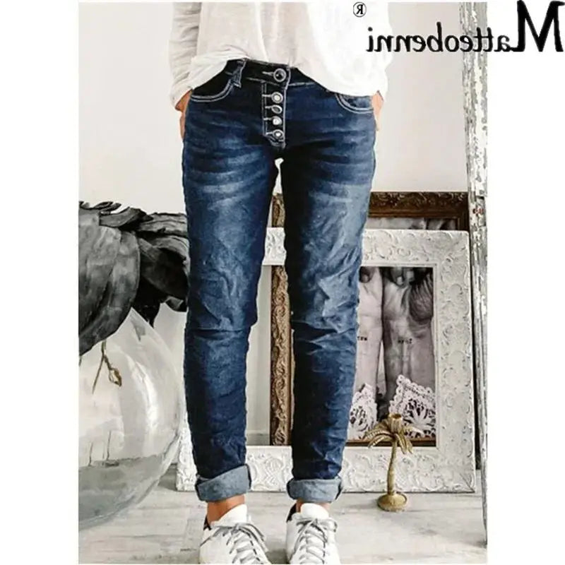 Jean à boutonnage pour femmes, pantalon en Denim droit, taille haute, bleu, ample, délavé, mode, Vintage, Streetwear, 2024