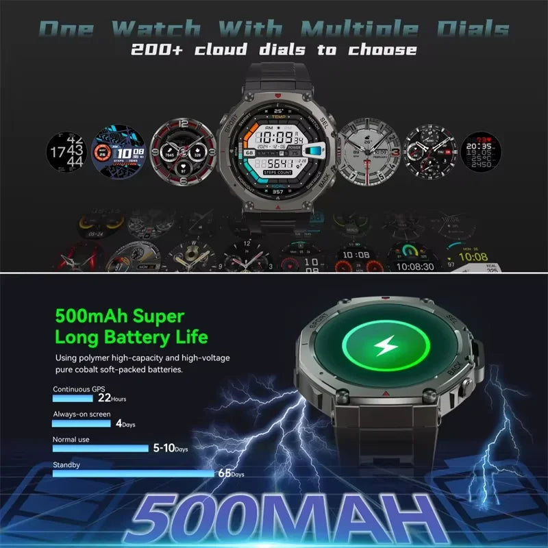 Montre intelligente pour t-rex 3 GPS Smartwatch AMOLED écran tactile 5ATM boussole extérieure moniteur de Sport de Fitness intelligent montre pour hommes pourXiaomi