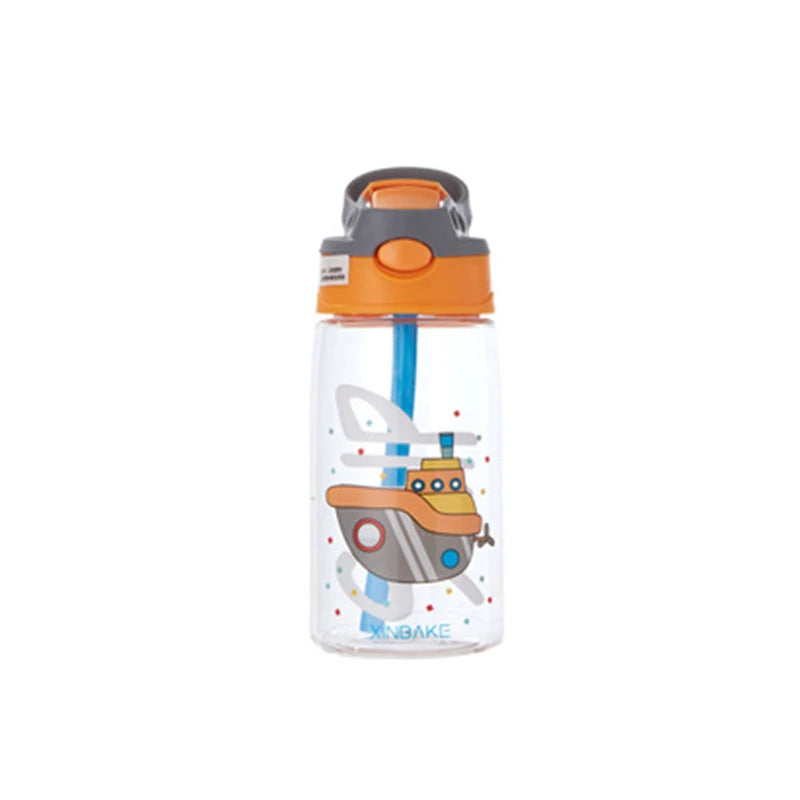 Bouteilles d'eau pour enfants de 480Ml, gobelets d'alimentation créatifs de dessin animé avec pailles et couvercles, anti-déversement, portables pour tout-petits