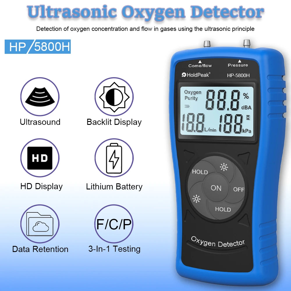 Instrument de mesure d'oxygène ultrasonique portatif, pour la détection de la Concentration de sortie du générateur d'oxygène PSA, débit et pression
