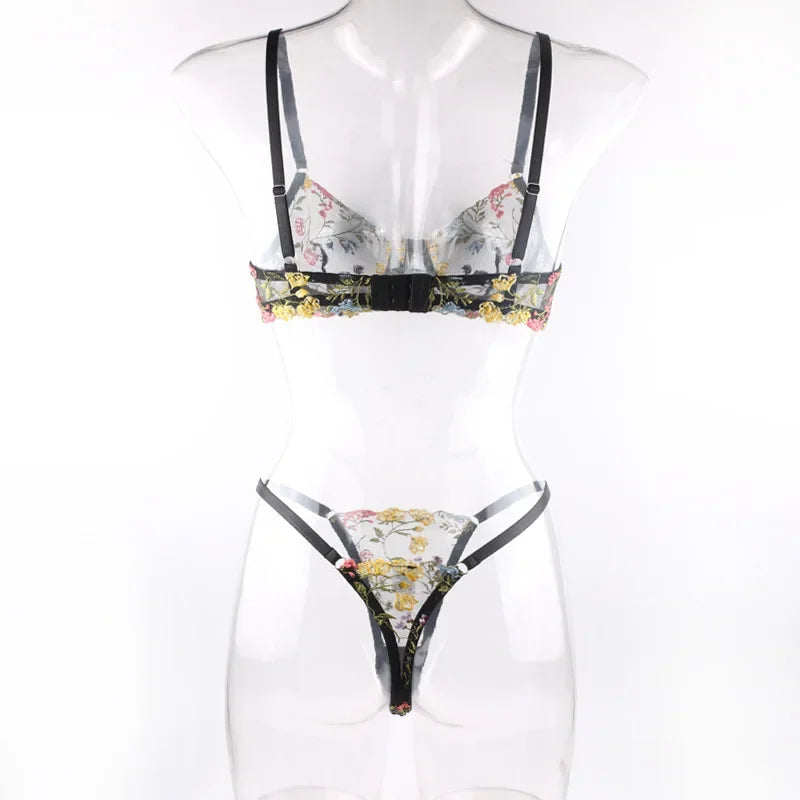 Ensemble de Lingerie érotique pour femmes, sous-vêtements féminins, Perspective Porno, vêtements de nuit en dentelle, ensemble de soutien-gorge Sexy pour culottes sexuelles