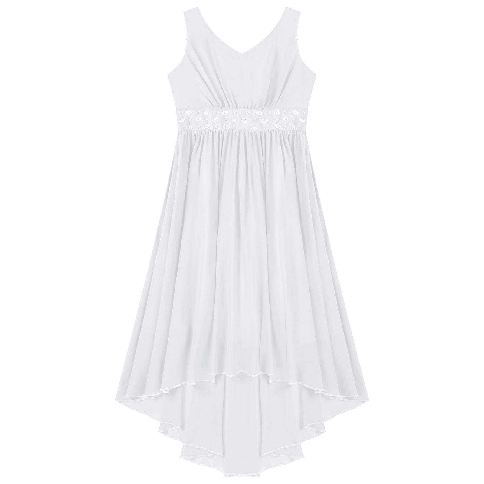 Robe perlée pour filles, élégante, brillante, rose, pour adolescentes, pour cérémonie de première Communion, ourlet Hi-Lo, fleur de demoiselle d'honneur
