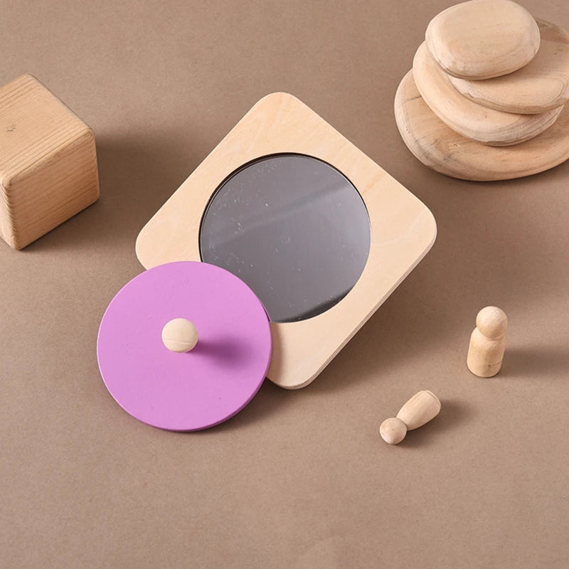Kit de jeu Montessori Mirror Peekaboo Knob Puzzle Medium Spinning Drum Ball Toys, Tout-petits de 6 à 12 mois