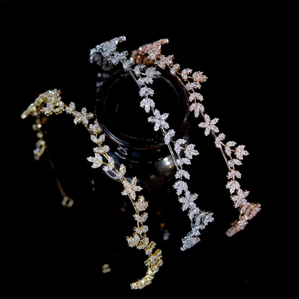 Diadème de mariage en cristal, bande de sauna du cuir chevelu, couronne CZ, accessoires pour cheveux, bijoux de demoiselle d'honneur, pièces de sauna pour femmes, 2024