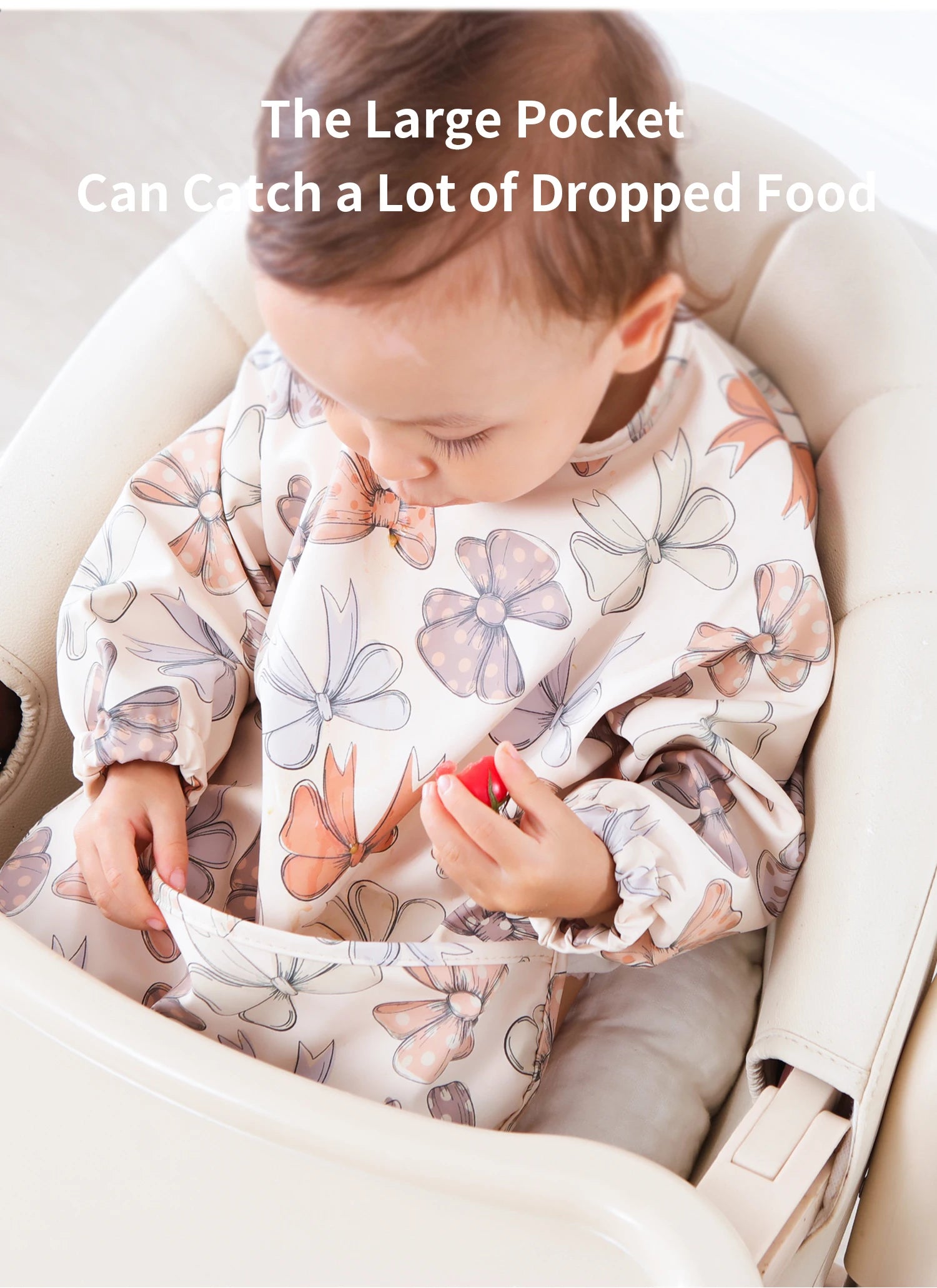 Nouveau bavoir bébé avec poche pour accessoires d'alimentation bavoirs pour enfants imperméable à manches longues bavoirs tabliers à manches longues