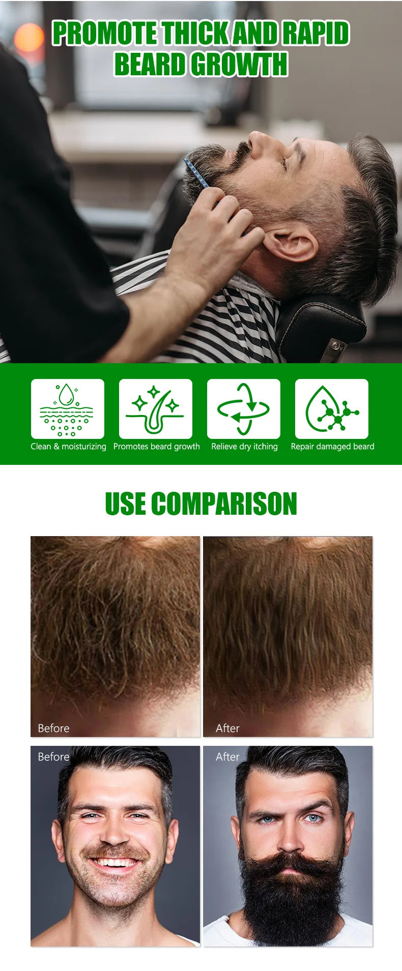 Kit de soins de barbe pour hommes, ensemble de 3 pièces, crème pour barbe, ensemble combiné de lavage à l'huile, ensemble de soins du visage