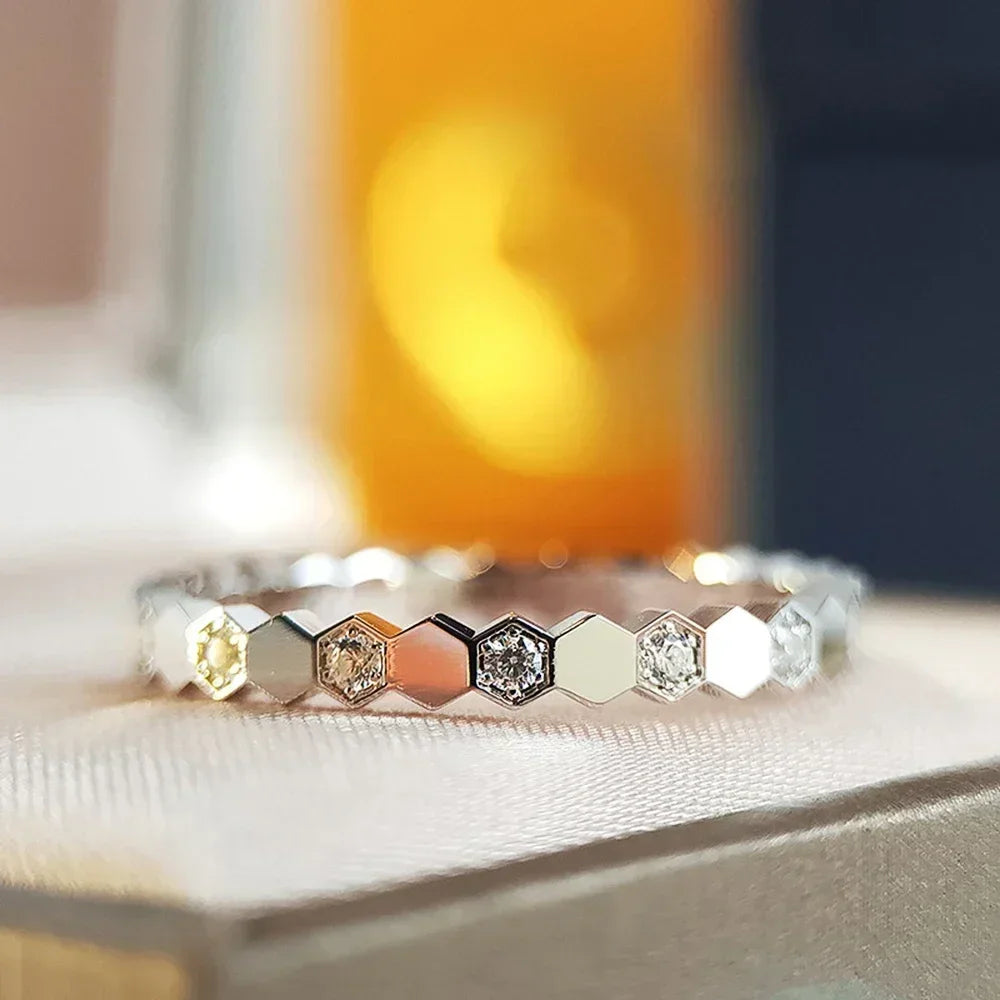 Bagues de fiançailles pour femmes, Design Simple, à la mode, pour mariage, couleur or Rose/argent, bijoux