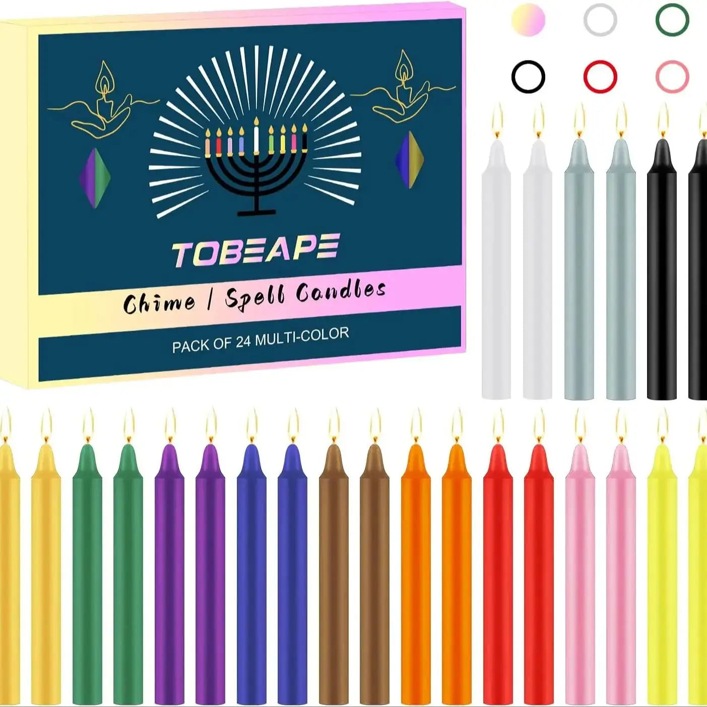 24 pièces de 4 cires colorées, sans goutte à goutte, sans fumée, sans parfum, bougies de dîner pour la maison, tirées à la main, de haute qualité, adaptées à l'église, au mariage, aux fêtes, aux situations d'urgen