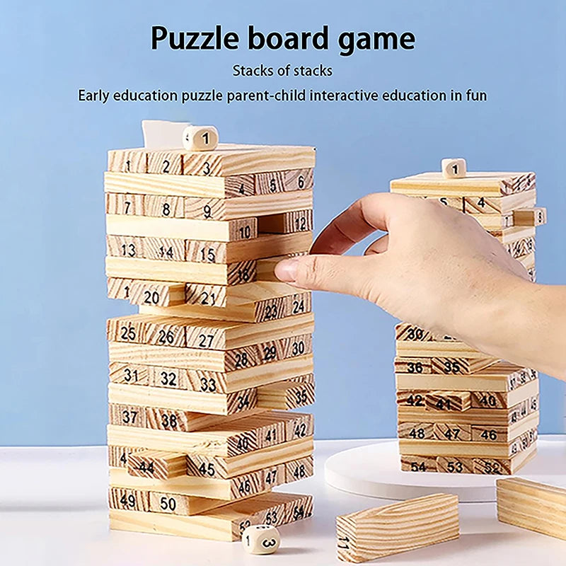 Jeu de société coule parent-enfant, puzzle en bois massif, tour à empiler haute, nuits de dessin pour enfants