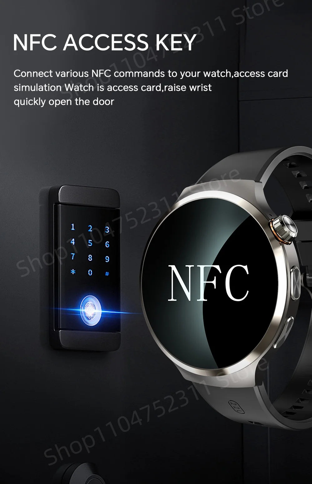 Smartwatch avec grand écran Amoled 1,98 pouces 210 °   Caméra rotative GPS Position surveillance de la santé Android 13.0 montre intelligente hommes