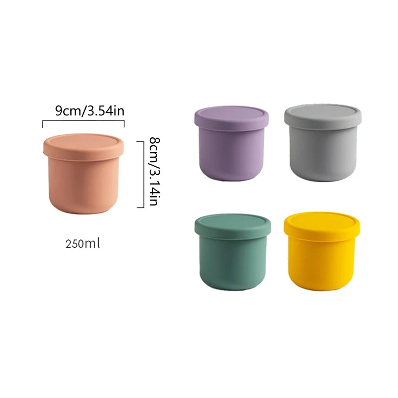 Boîte à déjeuner de 250ML pour enfants, récipient à salade, boîte à déjeuner antiadhésive en Silicone avec couvercle, boîte à Bento réutilisable, moule à glaçons