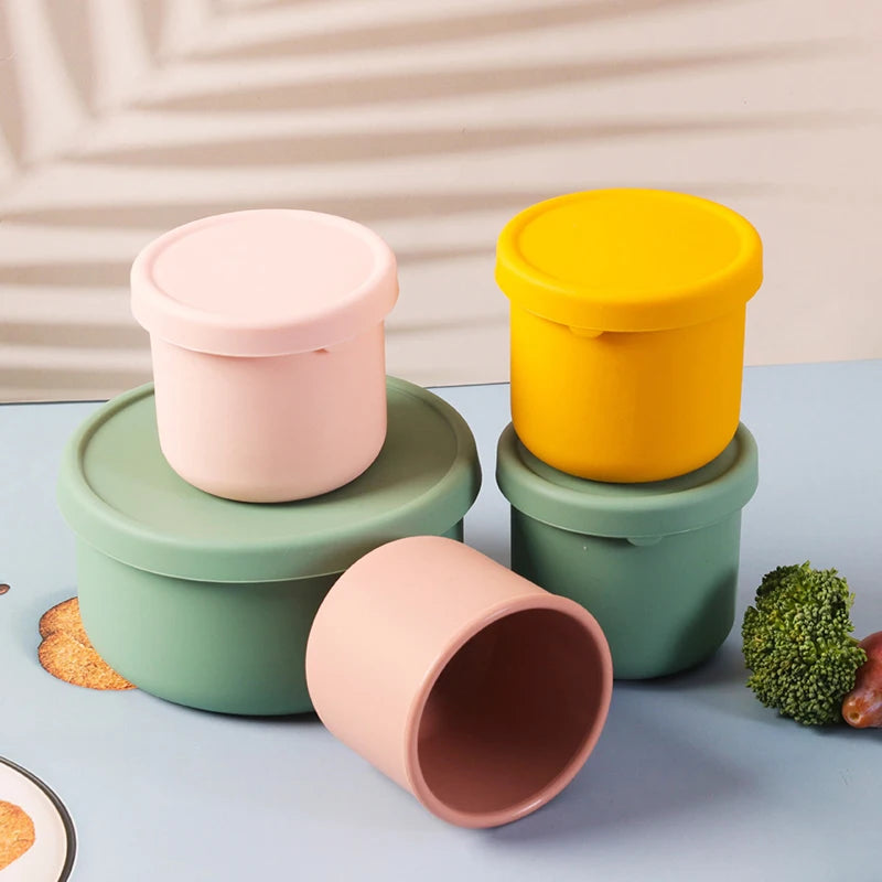 Boîte à déjeuner de 250ML pour enfants, récipient à salade, boîte à déjeuner antiadhésive en Silicone avec couvercle, boîte à Bento réutilisable, moule à glaçons