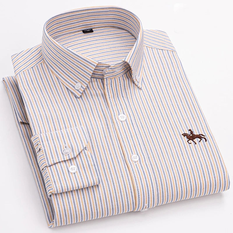2024 mode hommes travail affaires marque Chemise hommes Plaid coton tenue décontractée chemises coupe ajustée à manches longues boutonné Chemise Homme