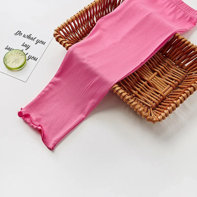 Leggings d'été à volants en coton modal pour fille de 2 à 12 ans, vêtements pour enfants, pantalons courts, nouvelle collection