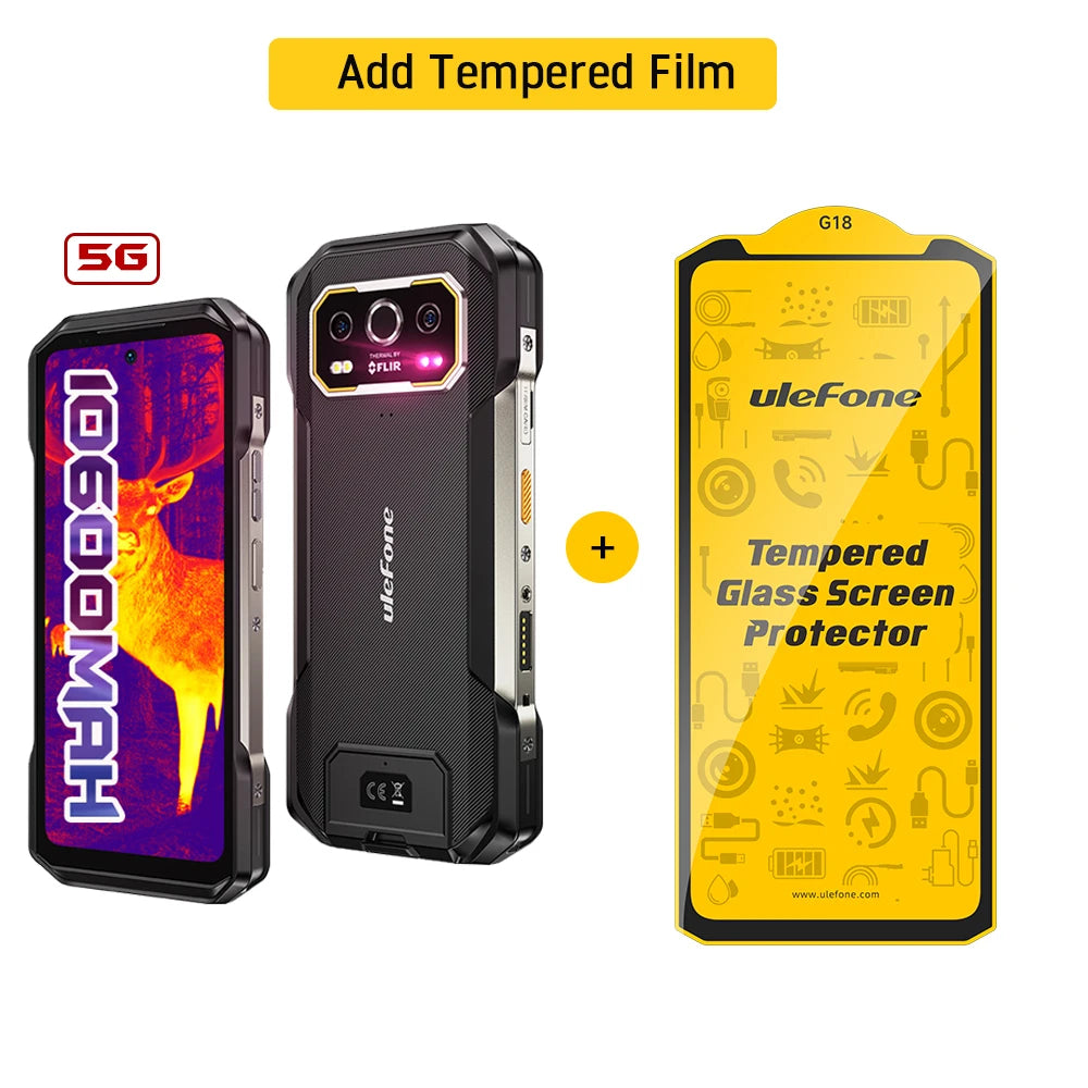 Ulefone Armor 27T Pro 5G Rugged Phone with THERMAL BY FLIR® 10600mAh Android 14 Smartphone 50MP+64MP 6.78" 24GB+256GB NFC Mobile Phone