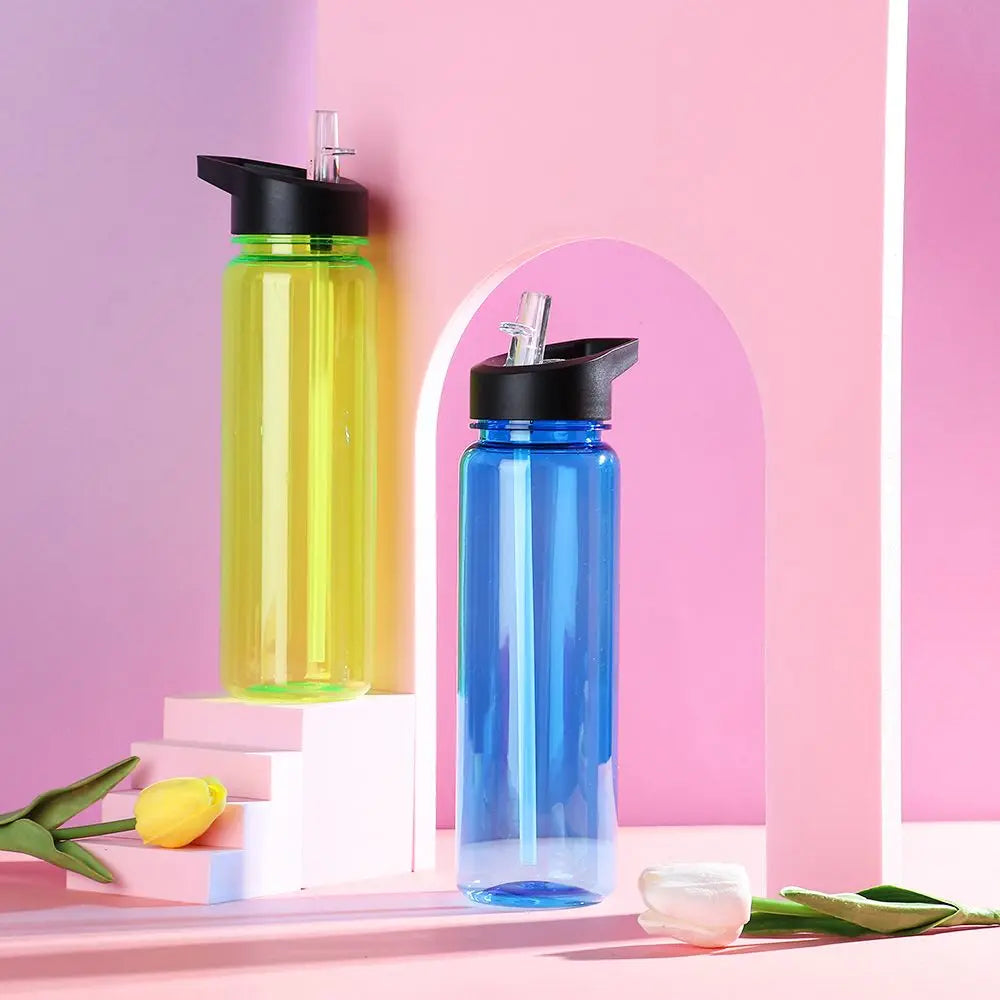 Bouteille d'Eau en Plastique Écologique pour Enfant, Gourde avec Paille, pour le dehors, la Randonnée, le Camping, l'École, sans BPA