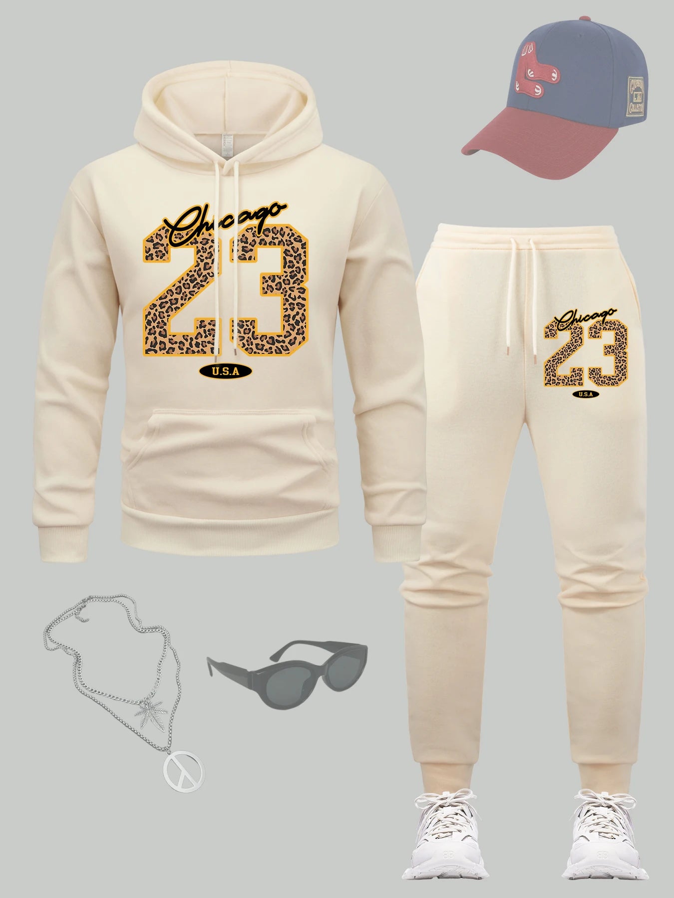 Chicago 23 Usa sweat à capuche imprimé ensemble hommes automne vêtements de sport décontractés ensembles polaire mode pull tout-Match Hip Hop mâle pantalons de survêtement