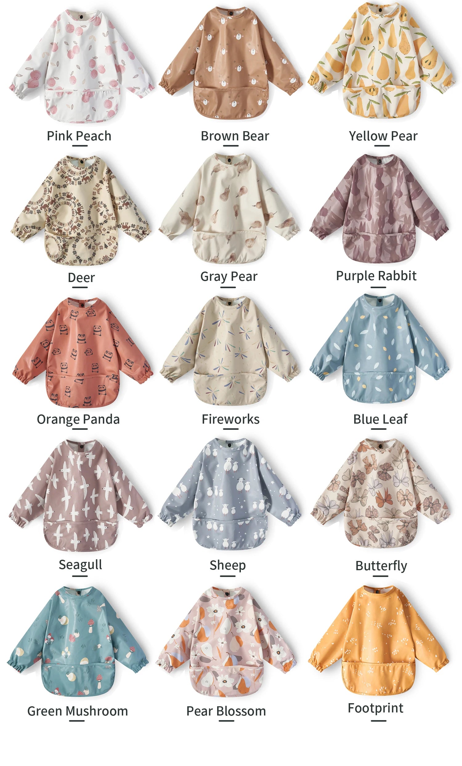 Nouveau bavoir bébé avec poche pour accessoires d'alimentation bavoirs pour enfants imperméable à manches longues bavoirs tabliers à manches longues