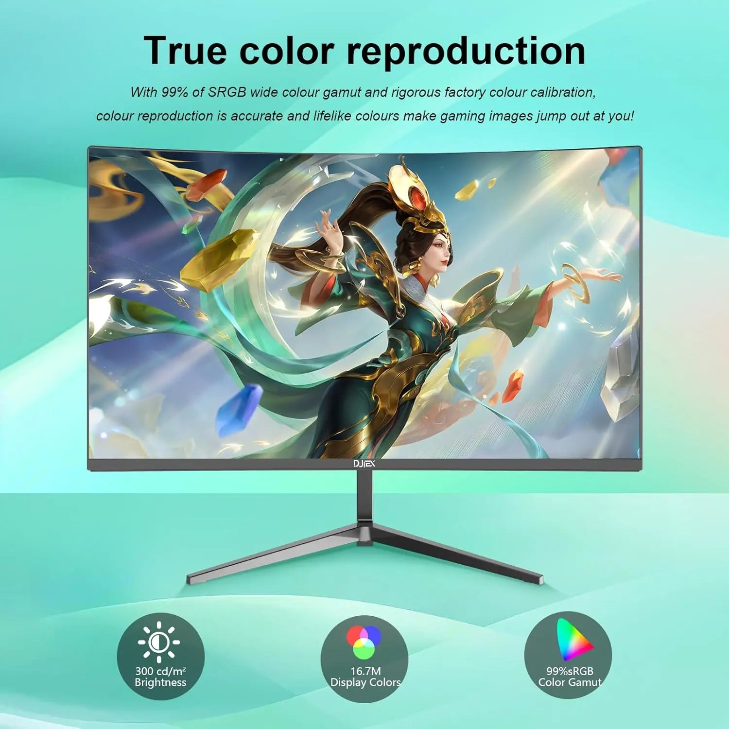 DJIEX – moniteur de jeu FHD incurvé de 24 pouces, résolution 1920x1080p, taux de rafraîchissement 100Hz, rapport d'aspect 16:9, inclinaison ergonomique, moniteur domestique