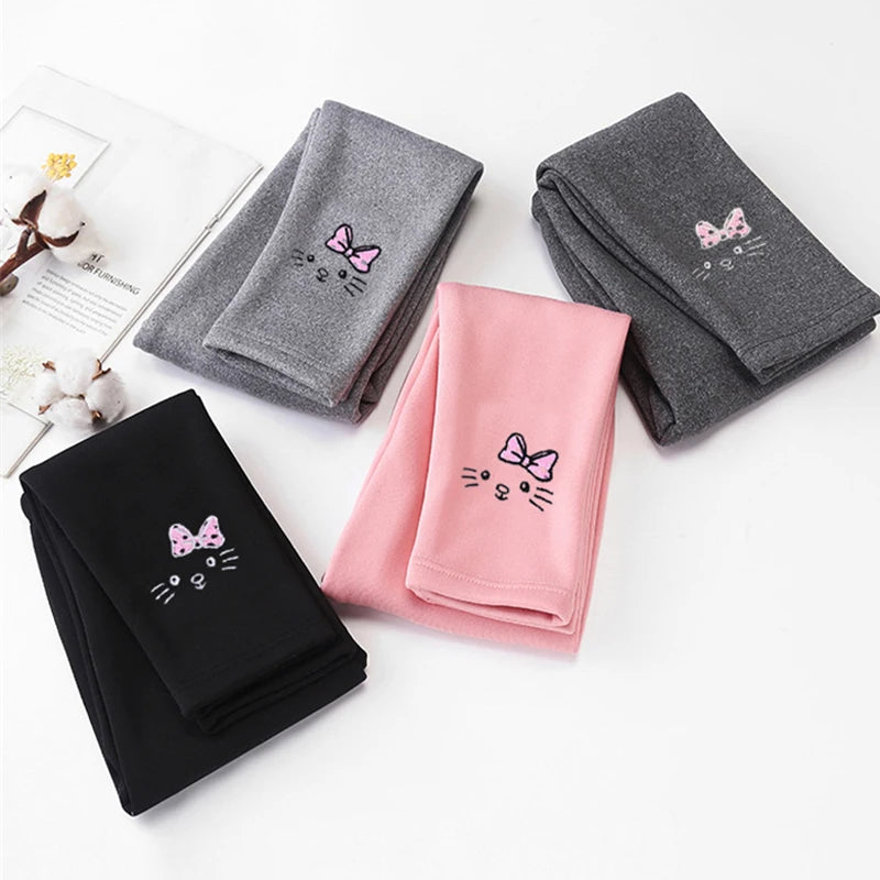 Thick and warm velvet leggings for girls aged 2 to 8 years, tights with a knee-length hem, for children, autumn and winter