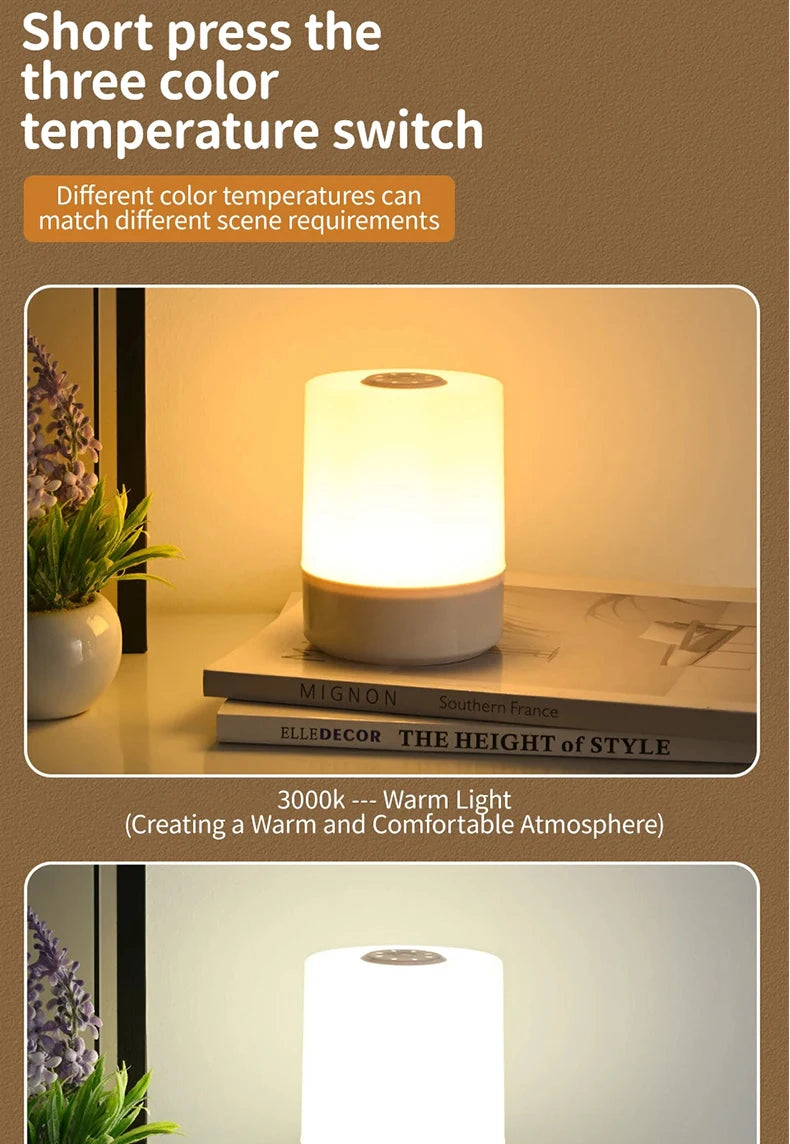 Veilleuse LED à capteur tactile pour enfants, lumière à intensité variable en continu, à côté de la lampe, chargement USB, lampe de table, veilleuse pour bébé, chambre à coucher