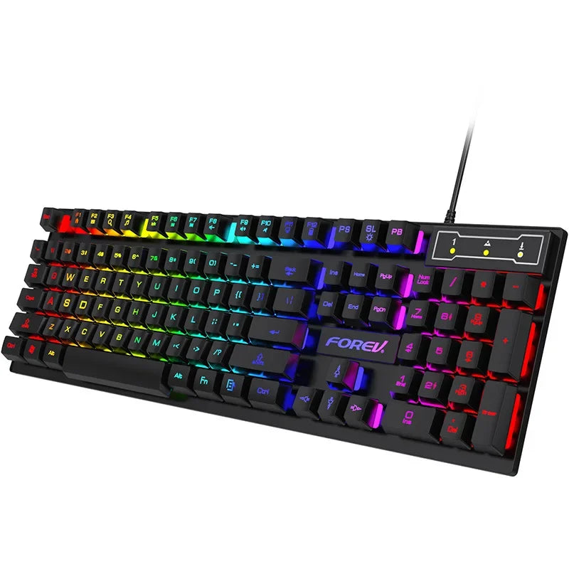 Clavier mécanique rétroéclairé à 104 touches, filaire, pour jeu, étanche, lumineux, ensemble clavier et souris pour Gamer, PC, ordinateur portable, bureau