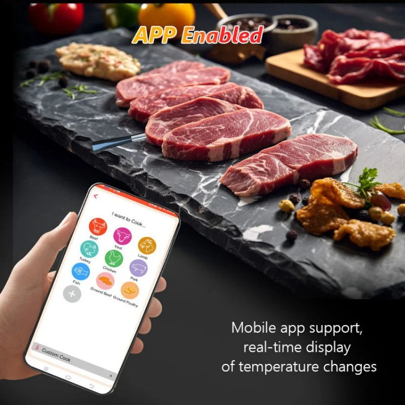 Thermomètre numérique pour cuisine thermomètre à viande sans fil Bluetooth IP67 thermomètres à affichage étanche pour griller BBQ alimentaire