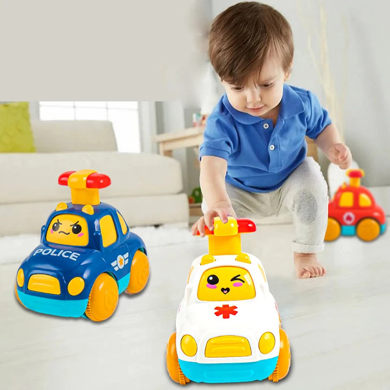 Voitures jouets pour bébé de 1, 2, 3 ans, cadeau pour garçon, camion de dessin animé, jouets éducatifs, voitures à tirer, jouets pour tout-petits de 12 à 18 mois