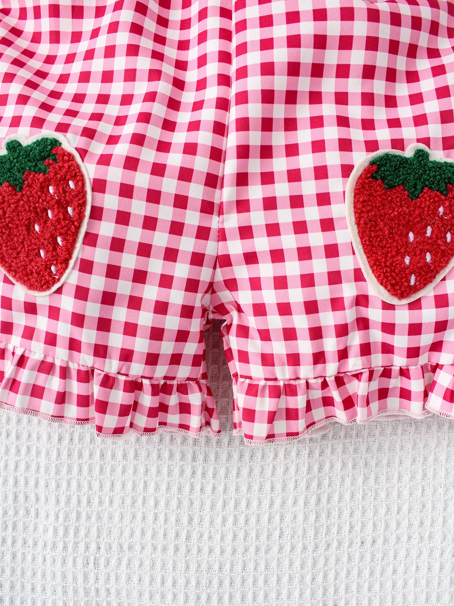 Combinaison d'été à carreaux pour filles, motif fraise, rouge, mignon, comparateur de jeu, mode, littérature, bébé, 1 pièce