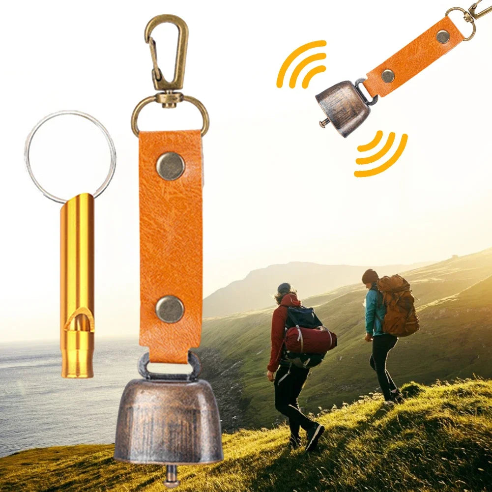 Loud bear bell with emergency whistle set, magnetic bear bell, silent repellent bell, bear bell for bear deterrence, 1-5 pieces