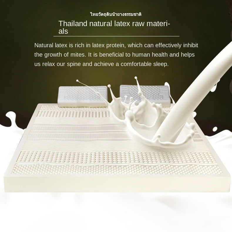 Matelas en latex naturel thaïlandais avec housse, matelas en caoutchouc pur, lit épaissi, coussin de dortoir à domicile, 100% m, 1.5m