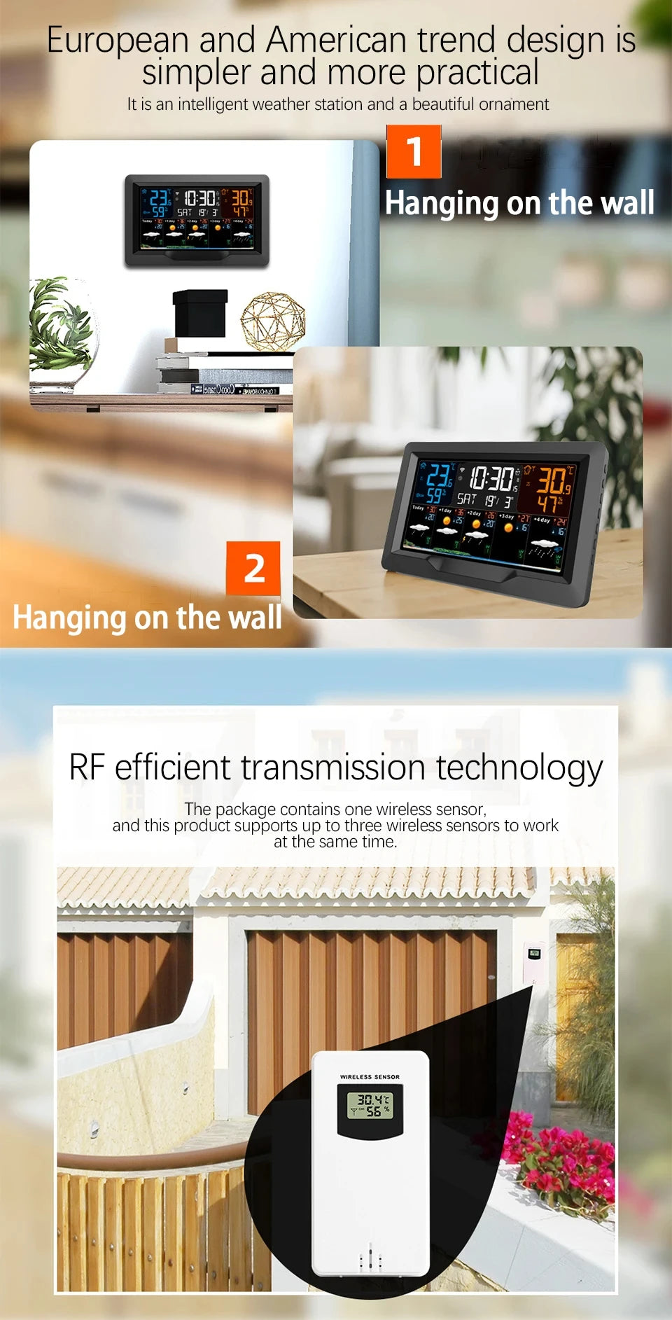 Tuya WIFI Station météo intelligente écran couleur APP contrôle météo réveil intérieur et extérieur température humidité mètre