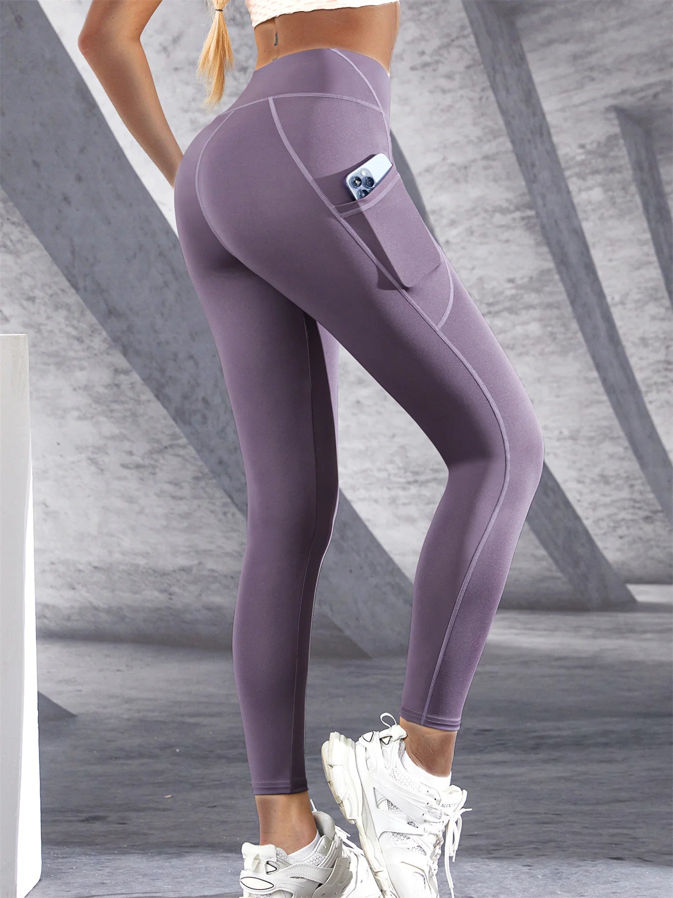 Leggings taille haute pour femmes, pantalons de Yoga extensibles, collants avec poches, Push Up, Fitness, course à pied, vêtements de sport, pantalons de couleur unie, nouvelle collection