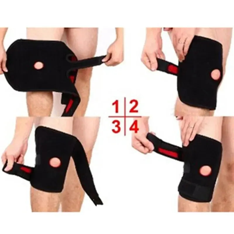 Knee brace with lateral stabilizers, adjustable and breathable, suitable for sports training and knee pain