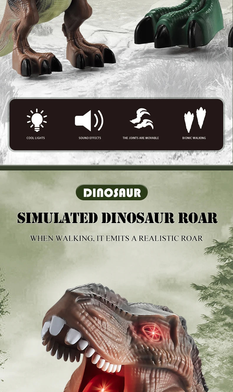 Dinosaur toys for children 3+, electric audiovisual dinosaur model, electronic walking robot, dinosaur toy, battery not included