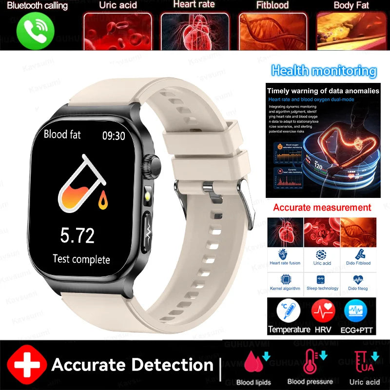 2025 nouvelle montre intelligente 2.04 pouces écran acide urique lipides sanguins composition corporelle cinq détecteurs 650mAh sport HD appel montre intelligente